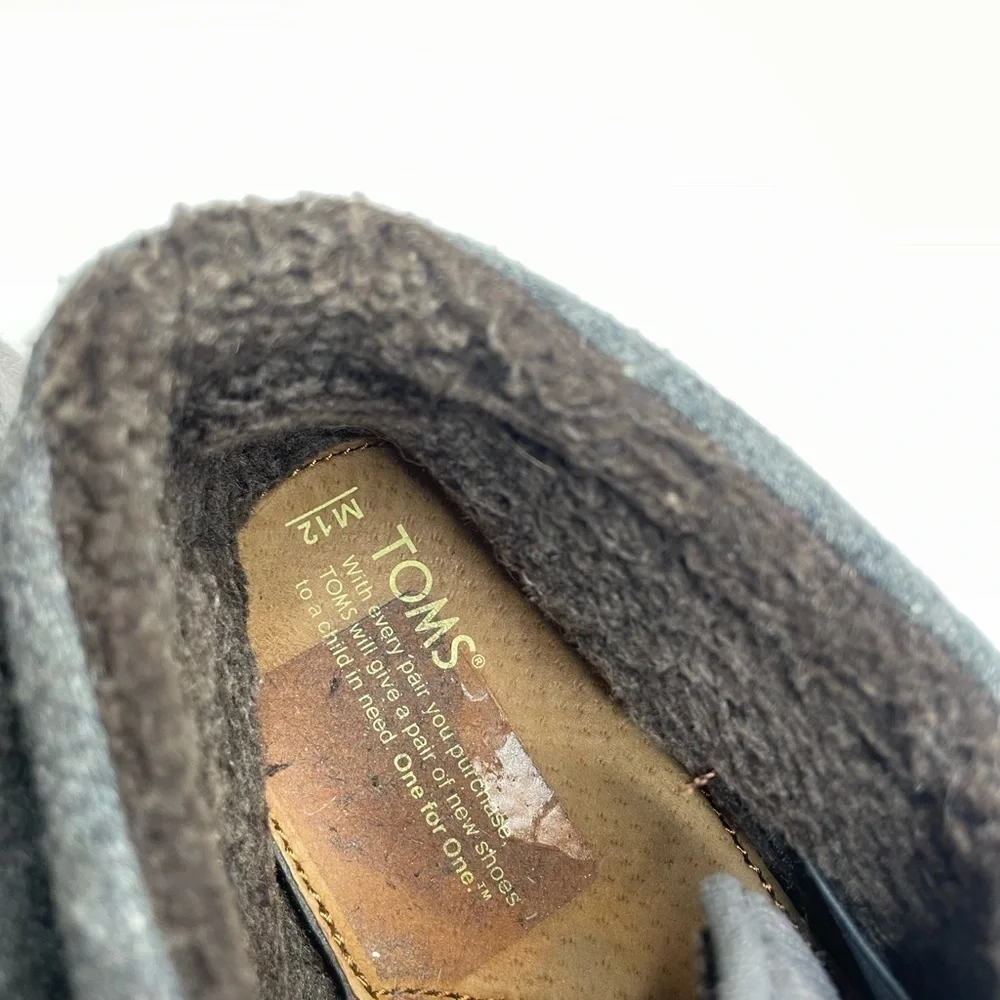 Toms Botas Highlands Mens Grey Wool Ridge Sherpa Lined Chukka Boots Size 12